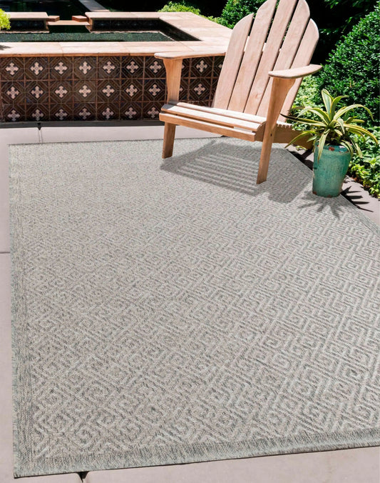 Harper Outdoor Greek Key Silver Rug