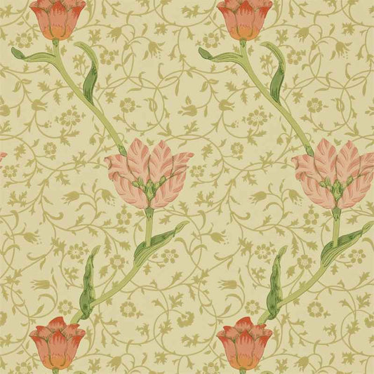 Garden Tulip Wallpaper 210428 by Morris & Co in Vanilla Russet Red