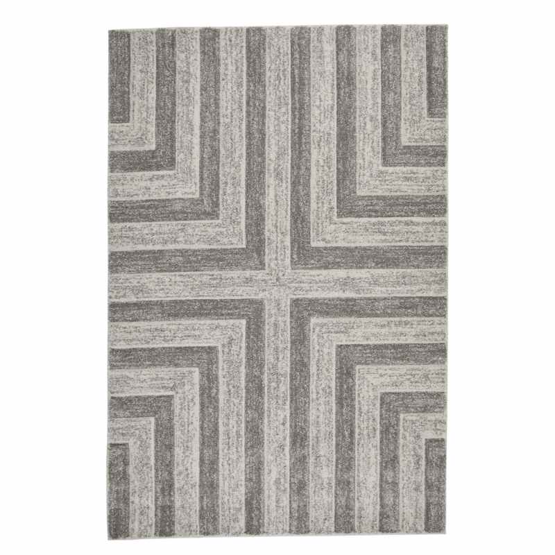 Gio 8022W Geometric Abstract Carved Rug in Grey