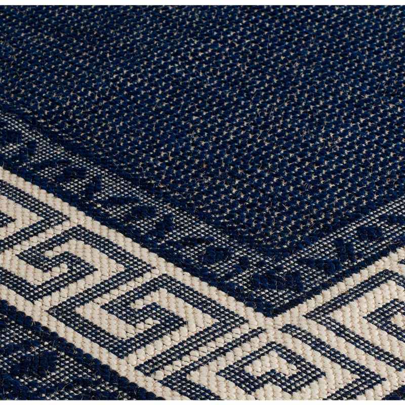 Greek Key Flatweave Anti Slip Rugs in Blue