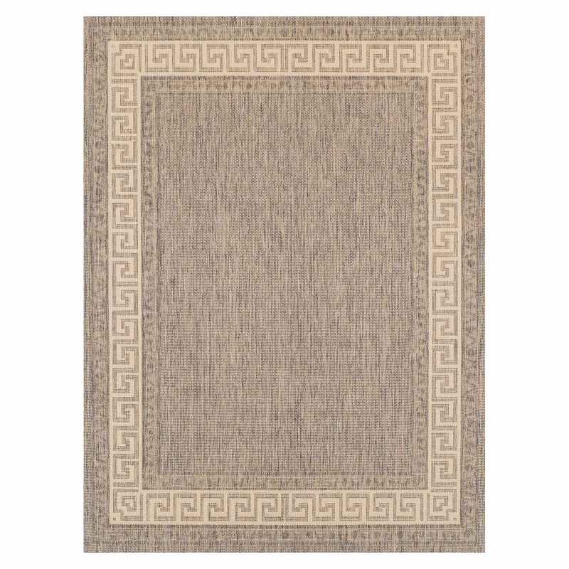 Greek Key Flatweave Anti Slip Rugs in Grey