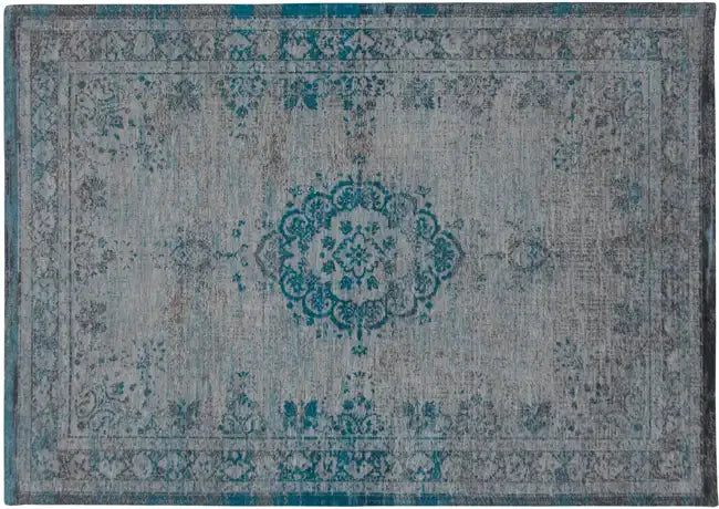 Louis de Poortere fading world grey turquoise Blue, Grey Living Room Flat Weave Rug.