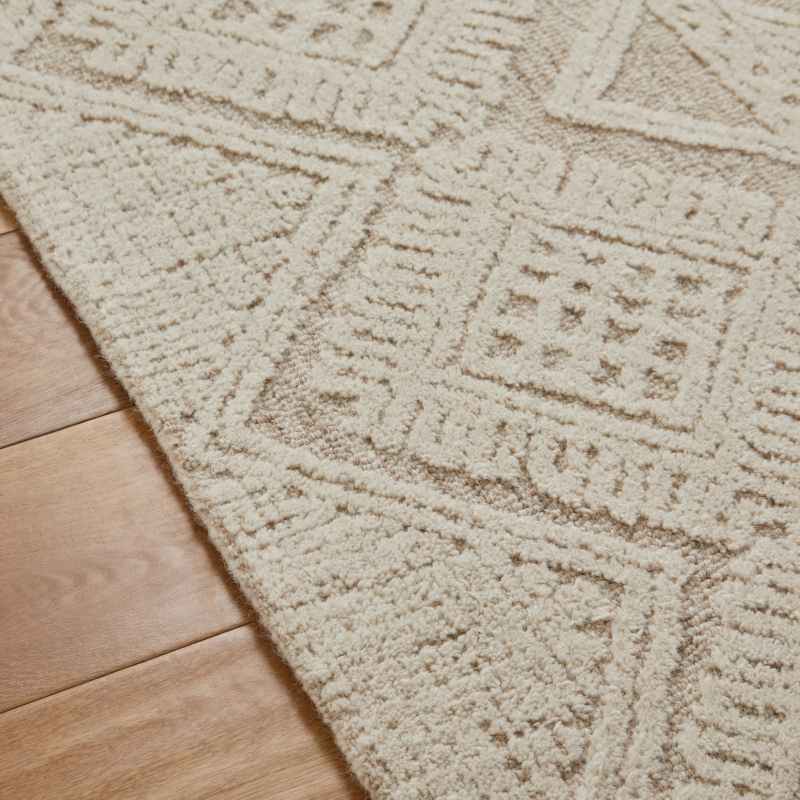 Hampton Provence Tribal Hand Tufted Wool Rug in Beige Ivory