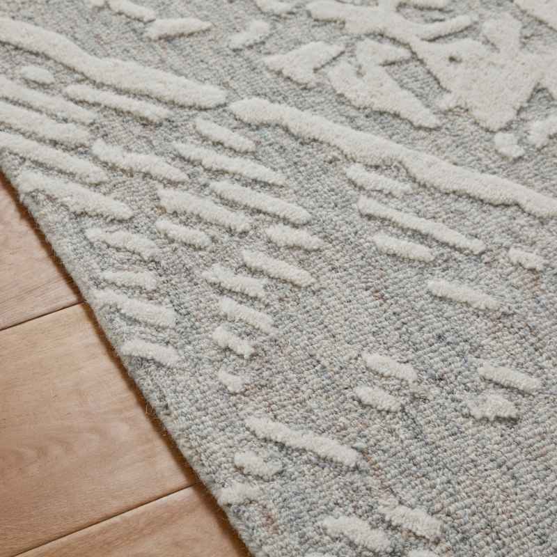 Hampton Tokyo Contemporary Abstract Wool Rug in Grey Ivory