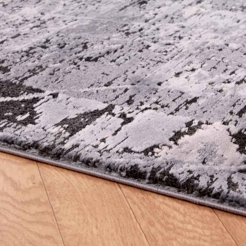 Arabella Hazy Abstract Distressed Modern Rug in Blue