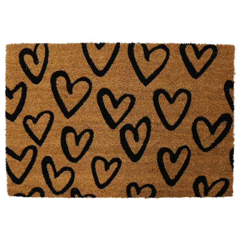Hearts Coir Doormats in Natural