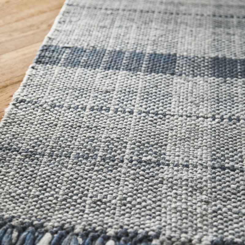 Highland Check Tartan Recycled Rugs in Navy Blue