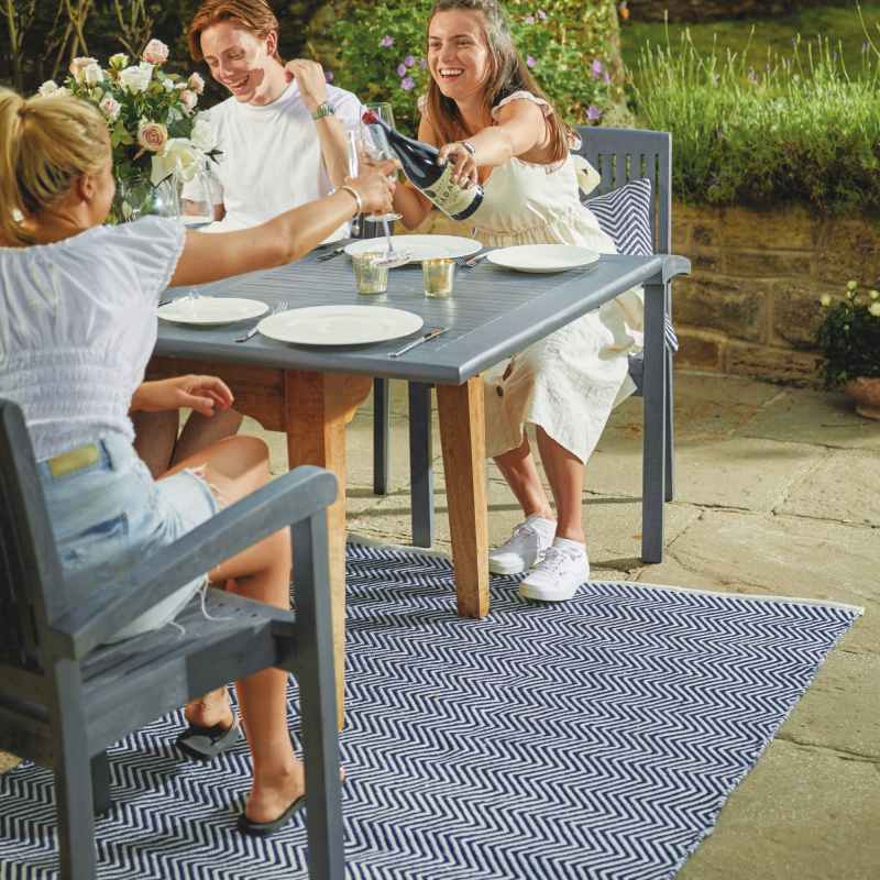 Hug Rug Reversible Woven Herringbone Rugs in Navy