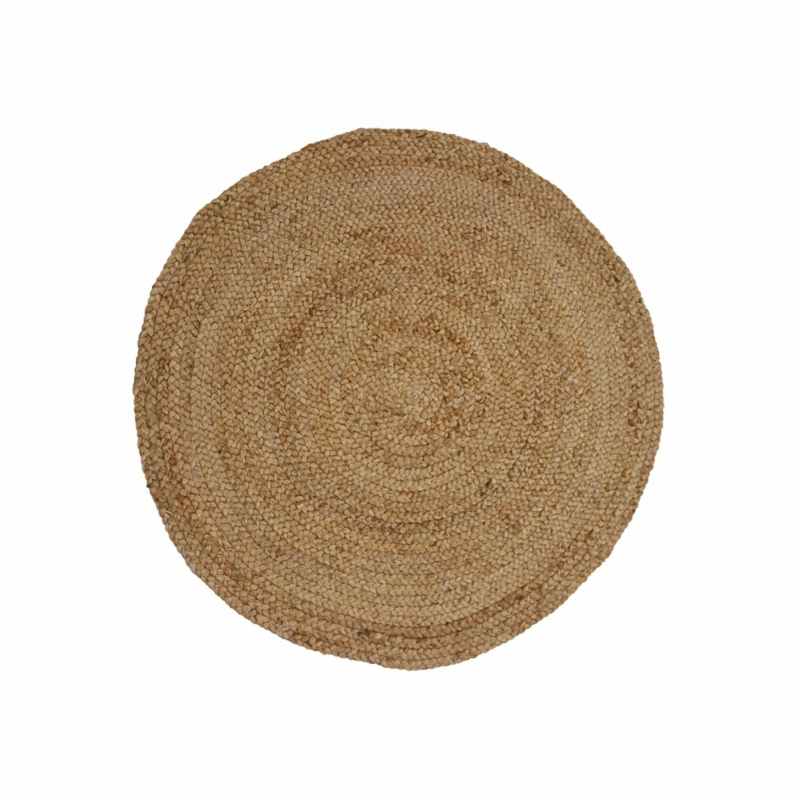 Indian Jute Modern Plain Circle Rugs in Natural