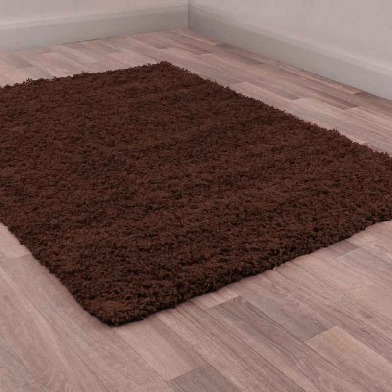 Indulgence Plain Shaggy Rugs in Chocolate Brown