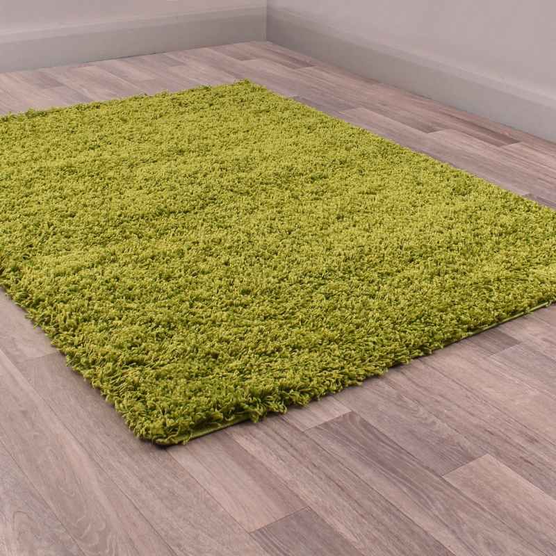 Indulgence Plain Shaggy Rugs in Lime Green