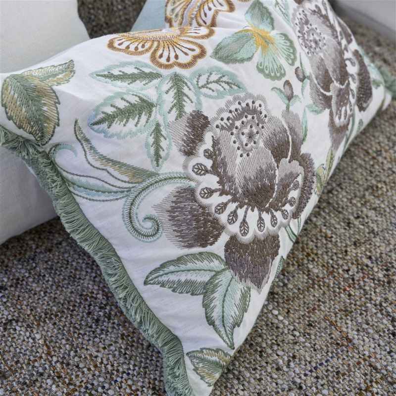 Isabella Embroidered Cushion by Designers Guild in Cameo Natural