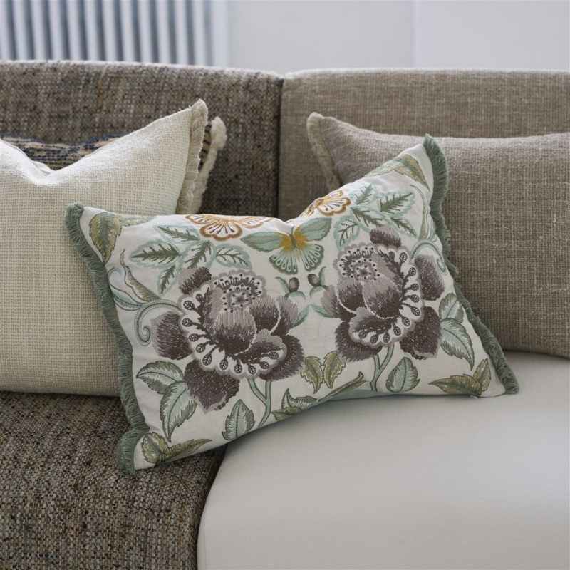 Isabella Embroidered Cushion by Designers Guild in Cameo Natural