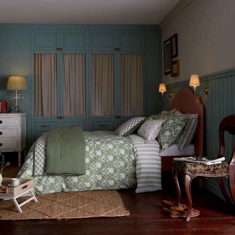 Juliette Stamp Floral Geometric Bedding by Joules in Green