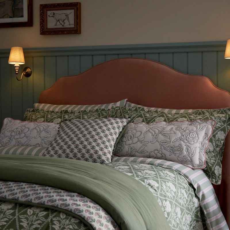 Juliette Stamp Floral Geometric Bedding by Joules in Green
