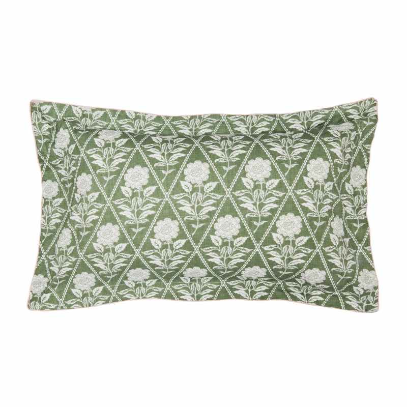 Juliette Stamp Floral Geometric Bedding by Joules in Green