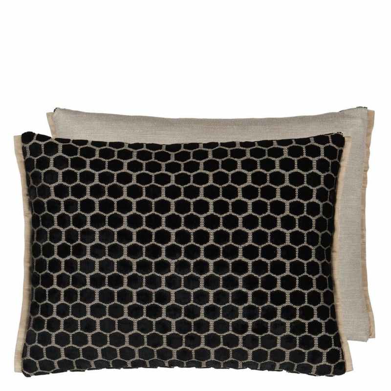 Jabot Cushion by Designers Guild in Noir Black
