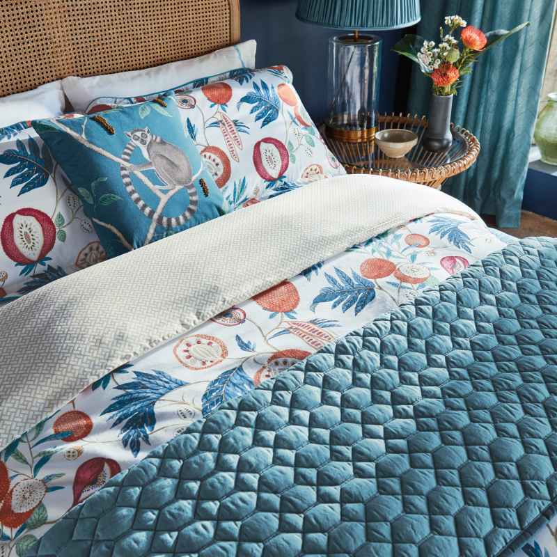 Jackfruit Designer Bedding Duvet Cover and Pillowcase By Sanderson in Indigo