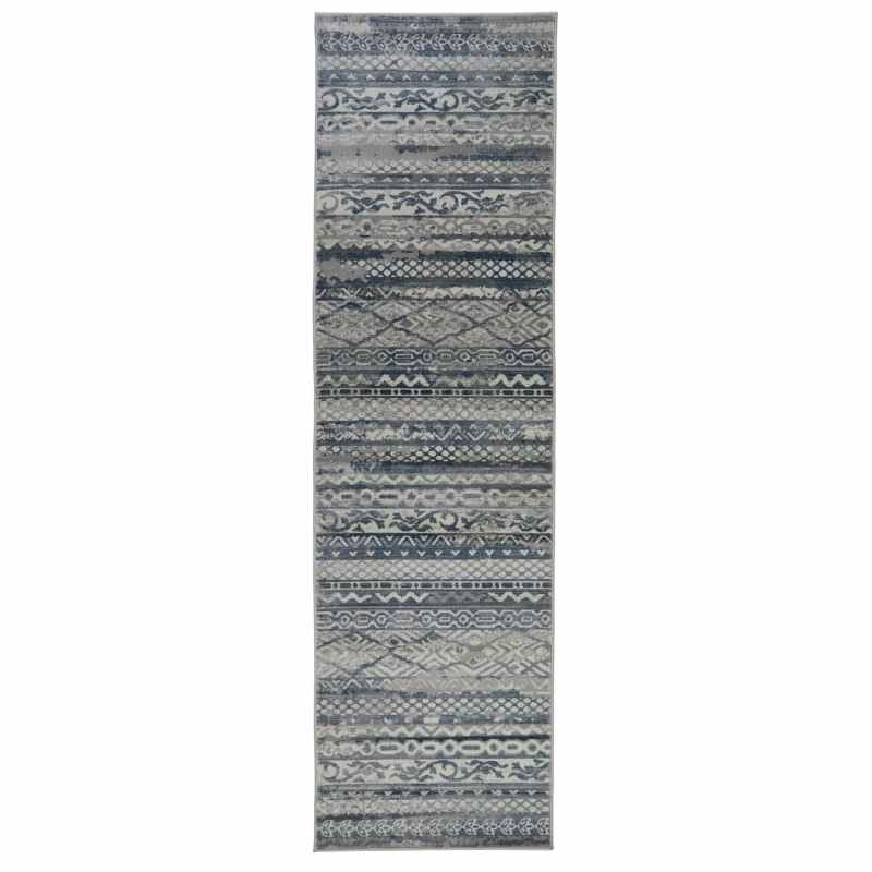 Kendra 7153H Traditional Abstract Runner Rug in Grey