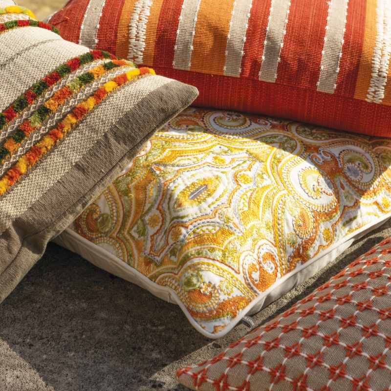 Kalan Embroidered Cushion by William Yeoward in Spice Orange