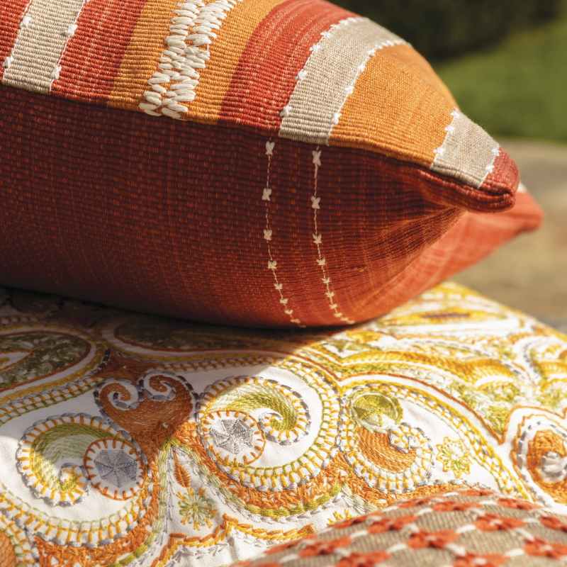 Kalan Embroidered Cushion by William Yeoward in Spice Orange