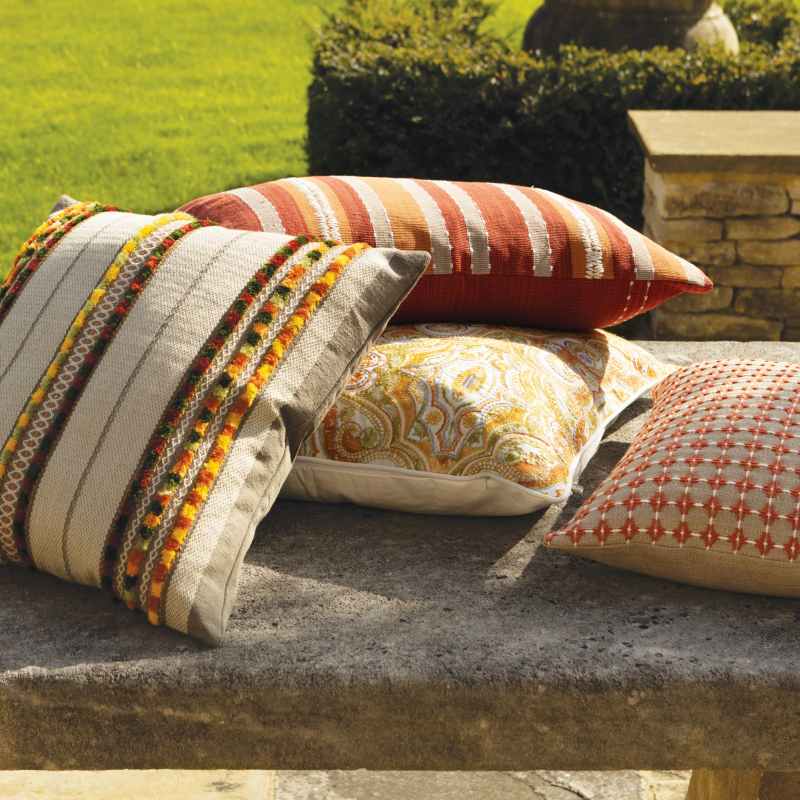 Kalan Embroidered Cushion by William Yeoward in Spice Orange