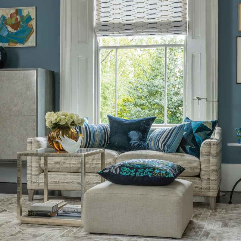 Kashan Designer Bamboo Rugs in Cloud Grey by William Yeoward