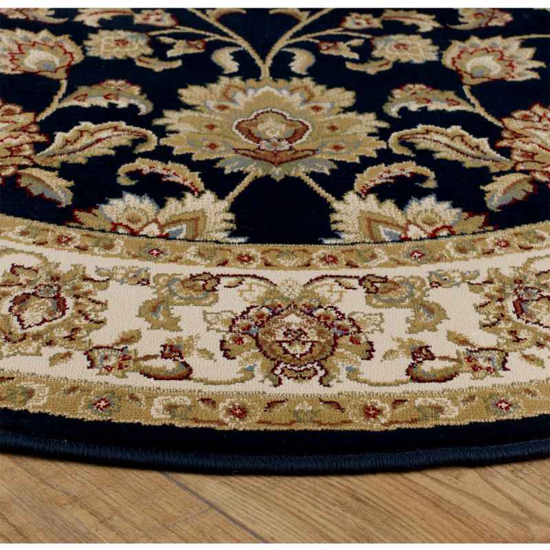 Kendra Traditional Round Circle Rug 333O B in Navy Blue