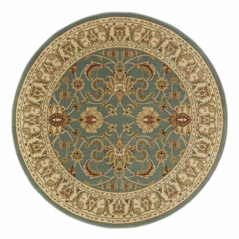 Kendra Traditional Round Circle Rug 45 L in Aqua