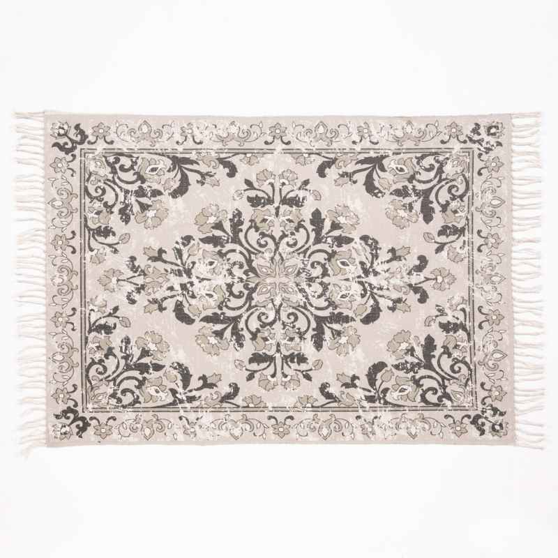 Kew Persian Floral Indoor Outdoor Rugs in Grey