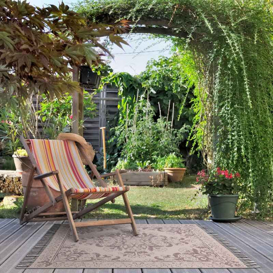 Kew Persian Floral Indoor Outdoor Rugs in Mauve Purple