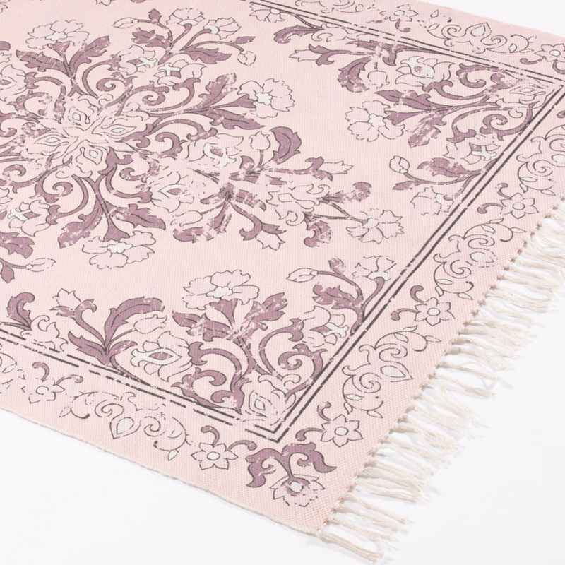 Kew Persian Floral Indoor Outdoor Rugs in Mauve Purple