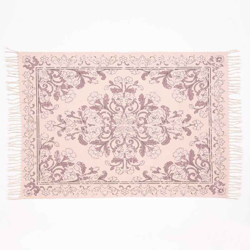 Kew Persian Floral Indoor Outdoor Rugs in Mauve Purple