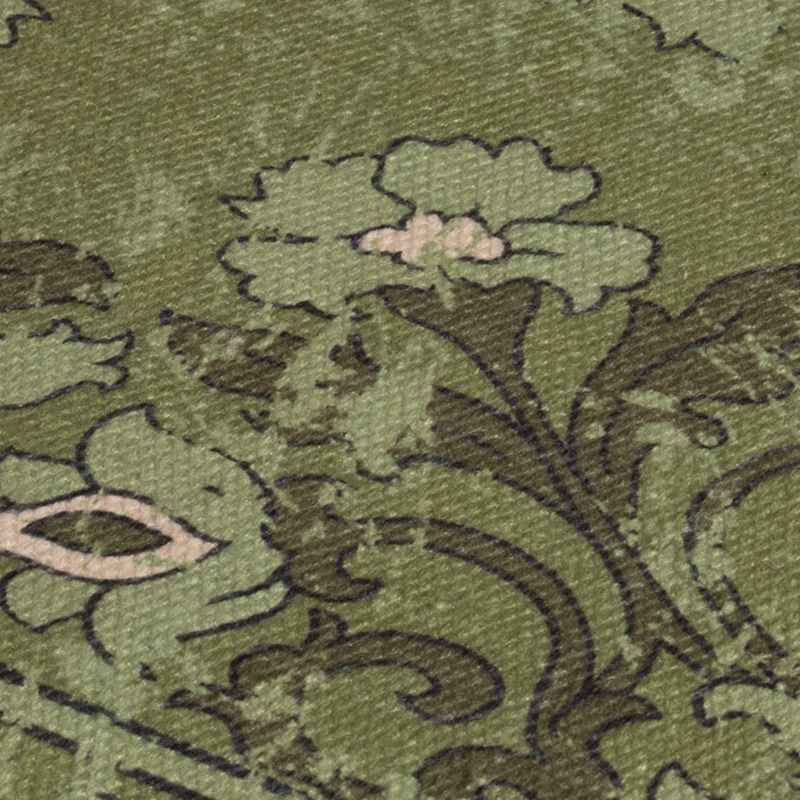 Kew Persian Floral Indoor Outdoor Rugs in Olive Green