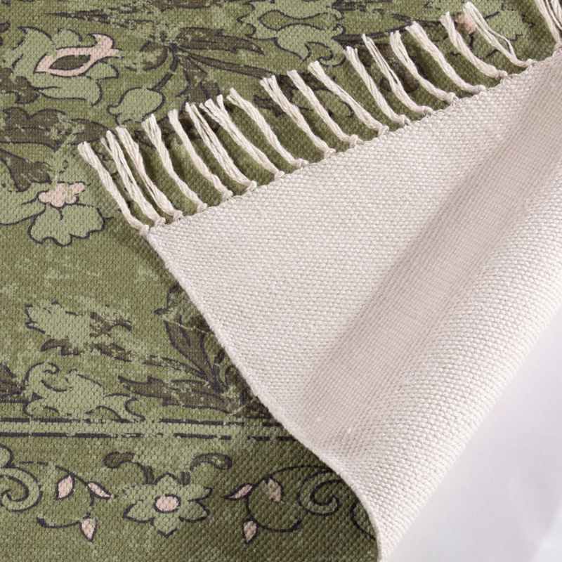 Kew Persian Floral Indoor Outdoor Rugs in Olive Green