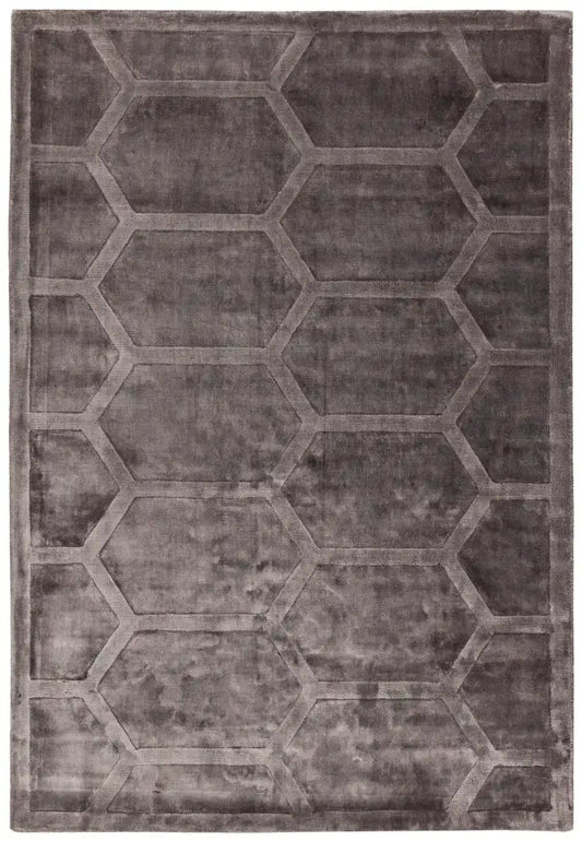 Asiatic kingsley gunmetal Grey Living Room Geometric Rug.