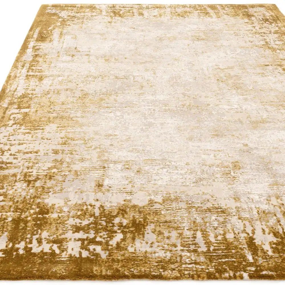 Asiatic kuza border gold Yellow Living Room Rug.