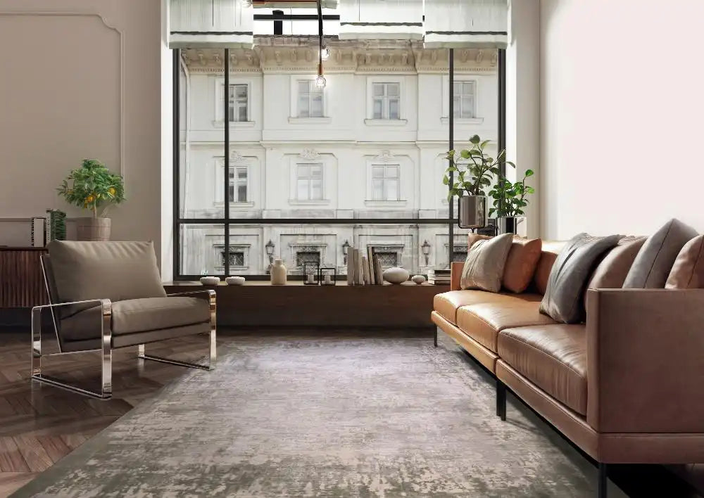 Asiatic kuza border green Green Living Room Rug.