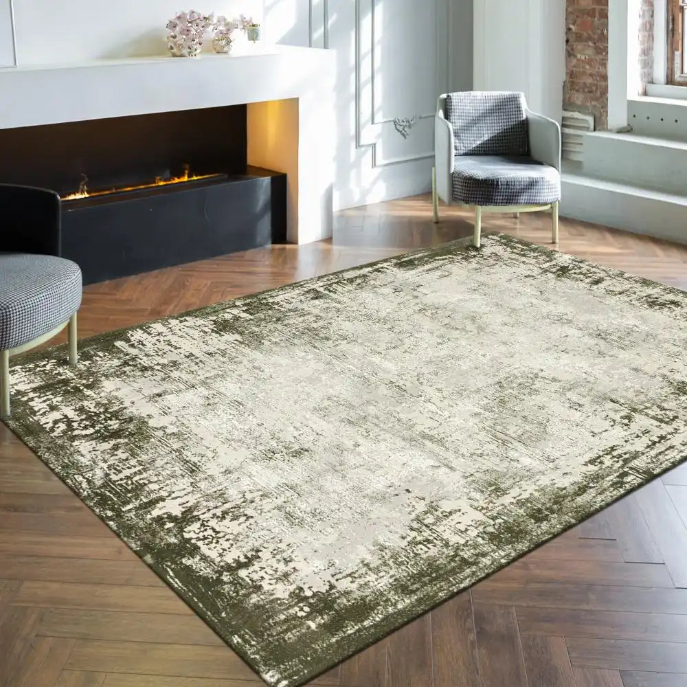 Asiatic kuza border green Green Living Room Rug.