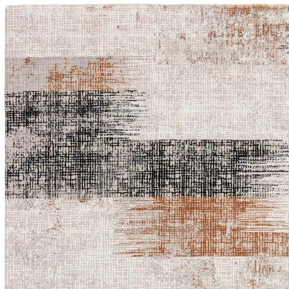 Asiatic kuza lines terracotta Grey, Multicoloured, Orange Living Room Rug.