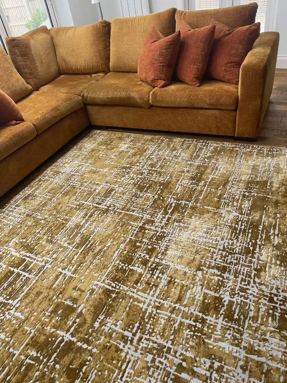 Photo by Andy, | Asiatic kuza abstract gold Living Room Rug.