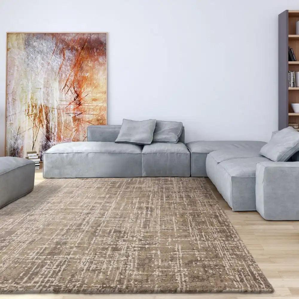 Asiatic kuza abstract beige Beige Living Room Rug.