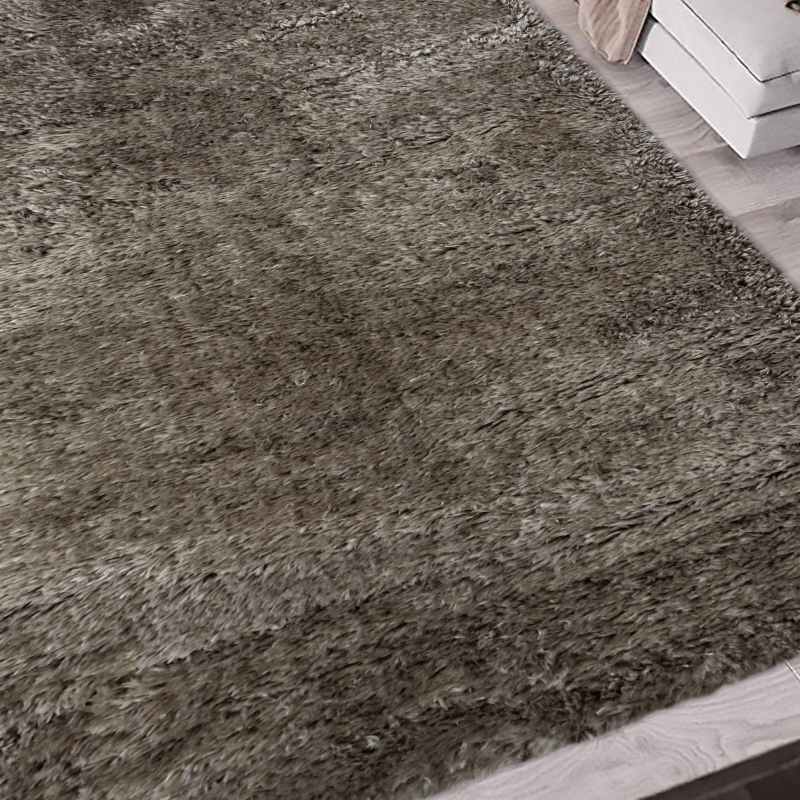Lagom Modern Plain Shaggy Rugs in Mid Grey