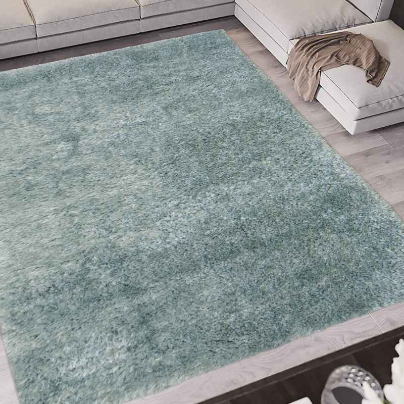Lagom Modern Plain Shaggy Rugs in Duckegg Blue