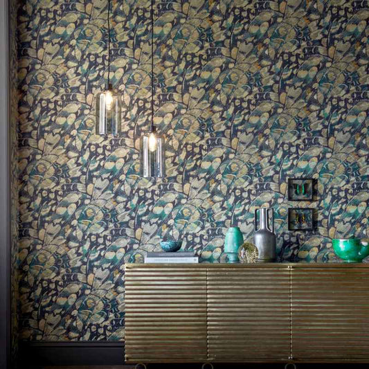Lamina Wallpaper 112167 by Harlequin in Ink Marine Blue