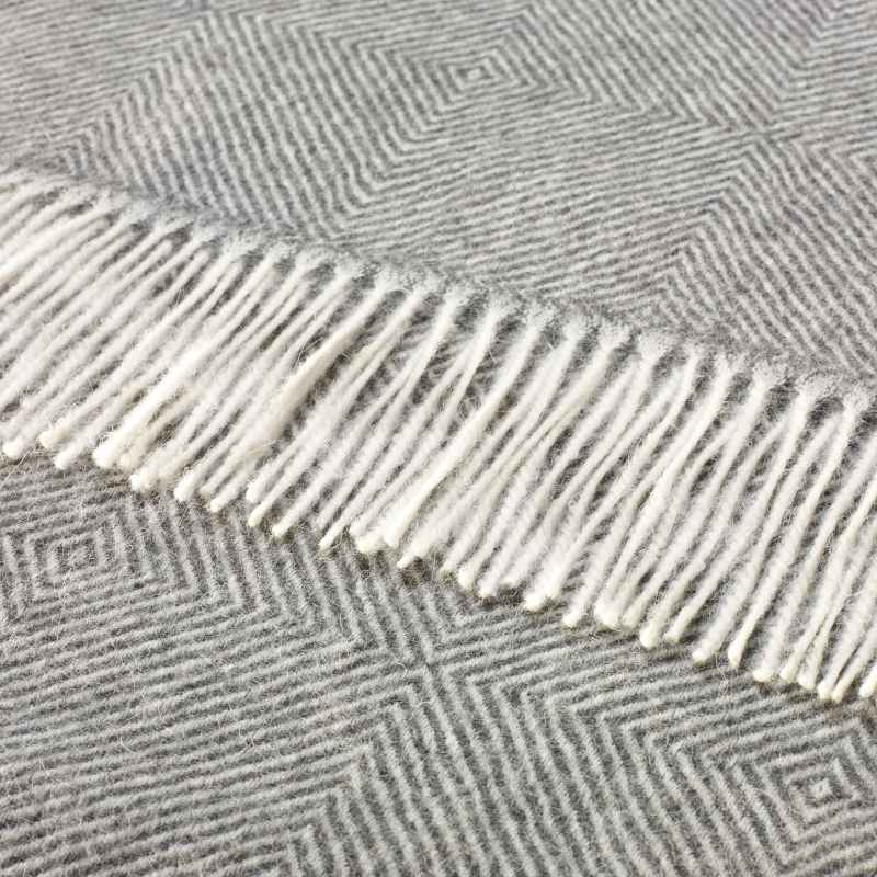Lana Alpaca Fleece Diamond Herringbone Throw by LuxeTapi in Grey