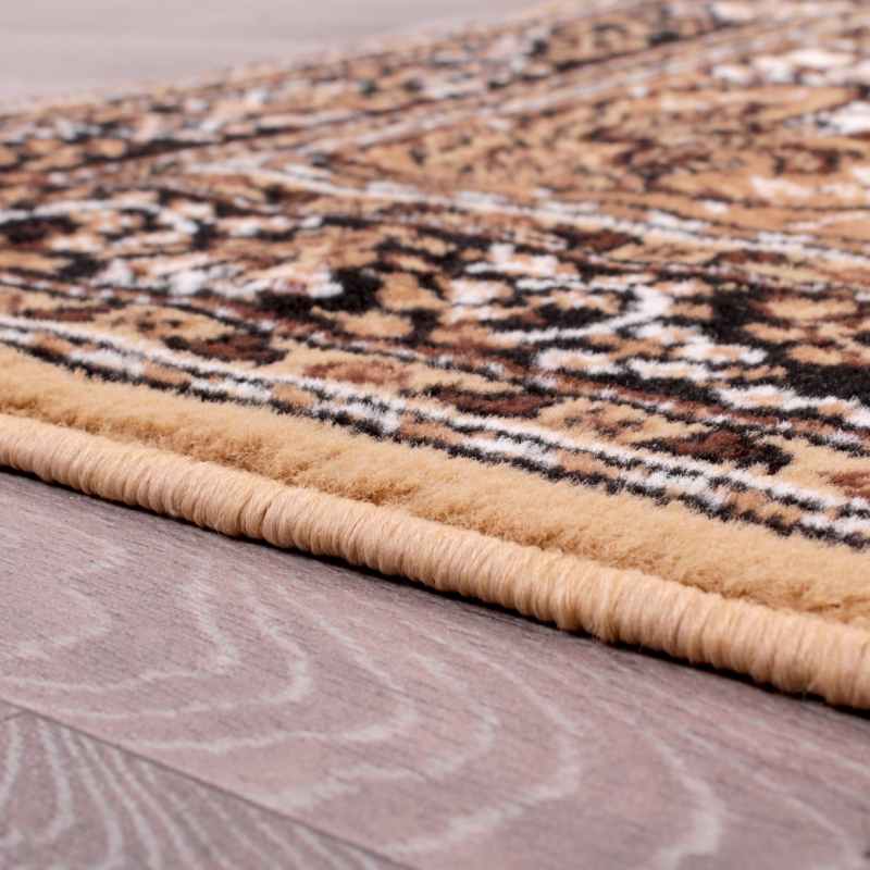 Traditional Poly Lancashire Medallion Border Rugs in Berber