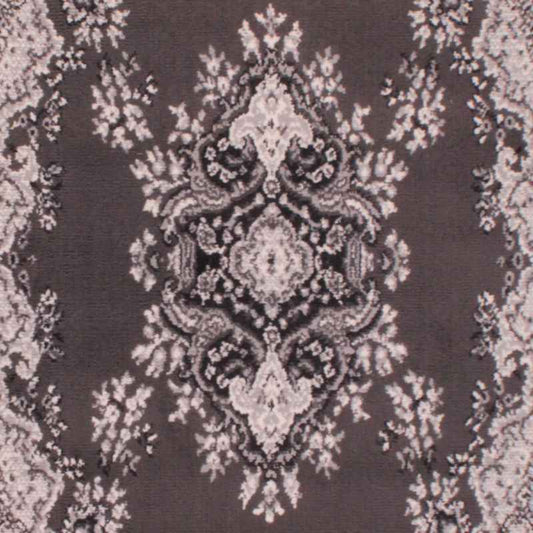 Traditional Poly Lancashire Medallion Border Circle Rugs in Dark grey