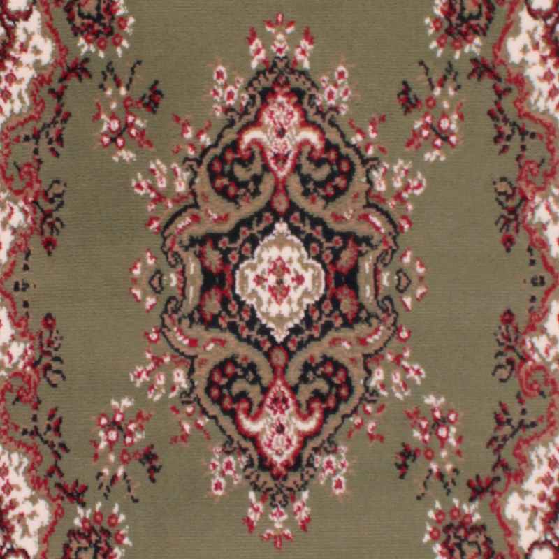 Traditional Poly Lancashire Medallion Border Circle Rugs in Green