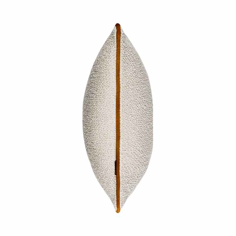 Leighton Boucle Velvet Piping Bolster Cushion in Cream Mustard Yellow